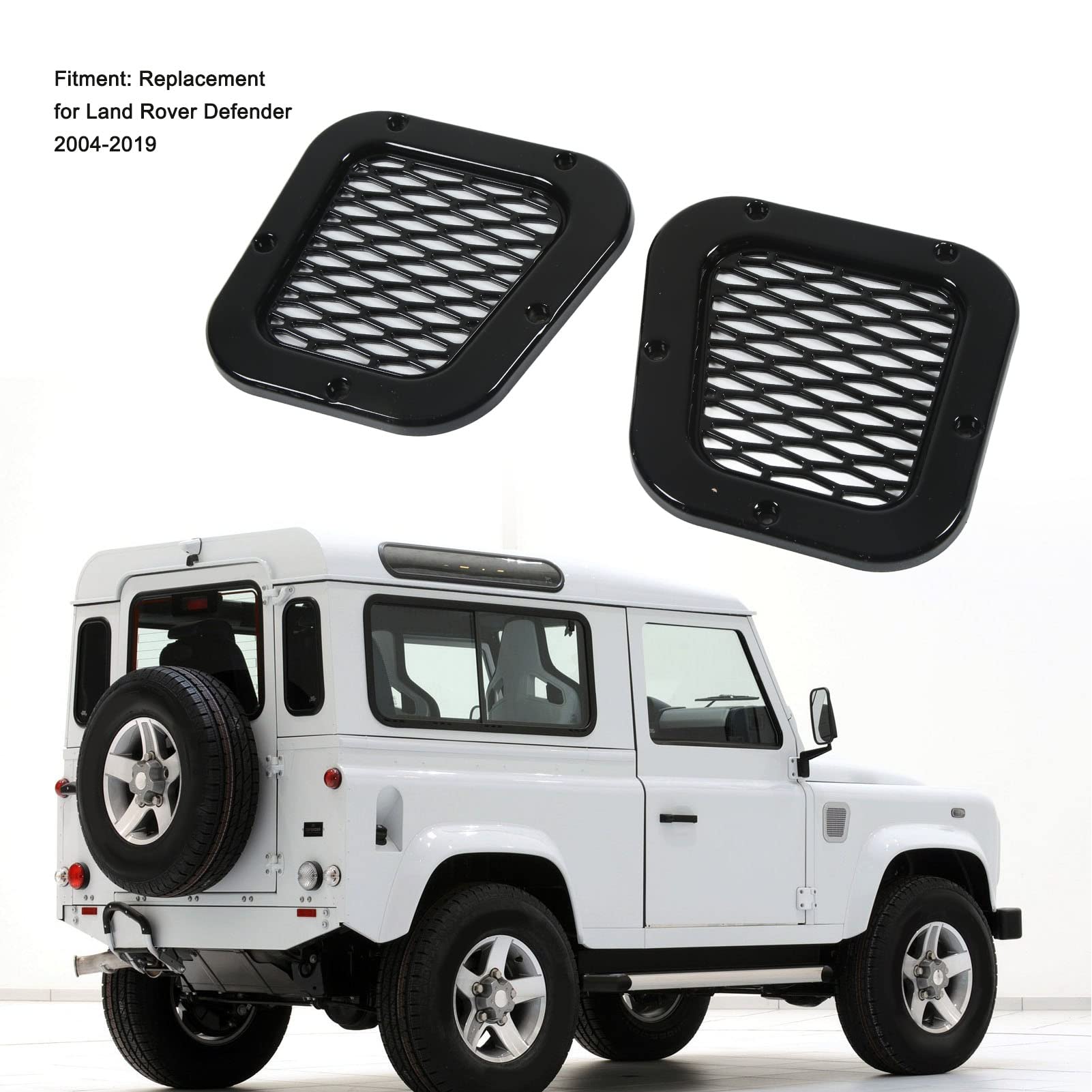 Couvercle Grille Entrée Air Latéral Avant Noir Brillant Pour Land Rover Defender 2004-2019