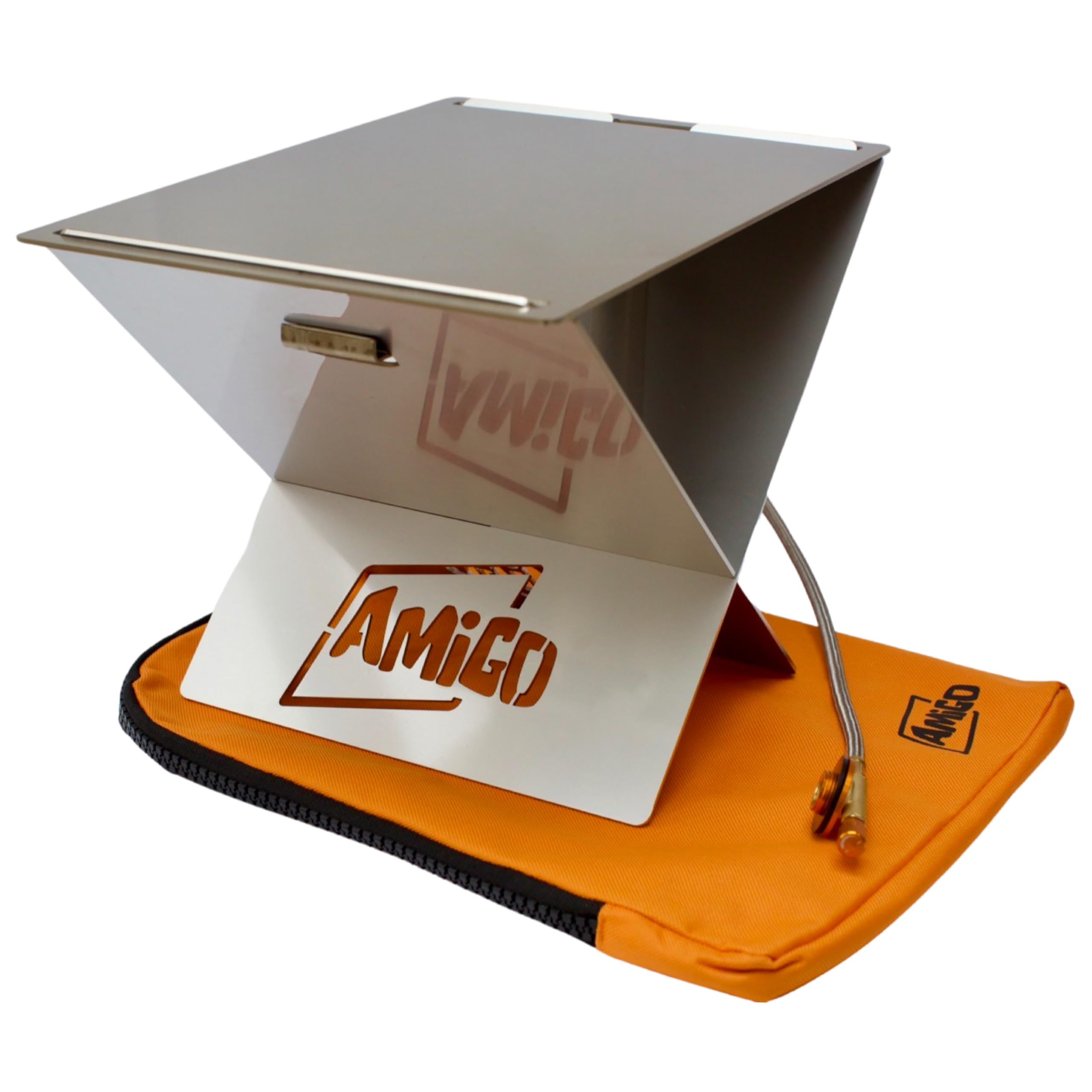 Amigo mobiler Camping Gasgrill klein & klappbar I mini Camping Grill mit Plancha inkl Trage-Tasche I perfekt für Outdoor-Fans, Camper, Balkon I Klappgrill Tischgrill made in Germany