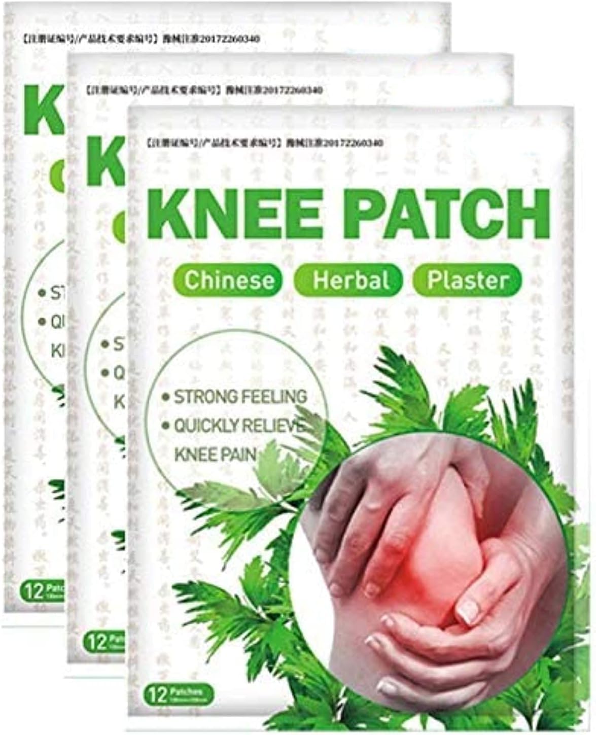 36pcs(Pack of 3) Relieve Knee Pain Arthritis Knee Pain Knee Patches Knee Discomfort Relief Moxa Hot Moxibustion Leg Pain Relief Self Heating Warming Meridians Patches (36PC）