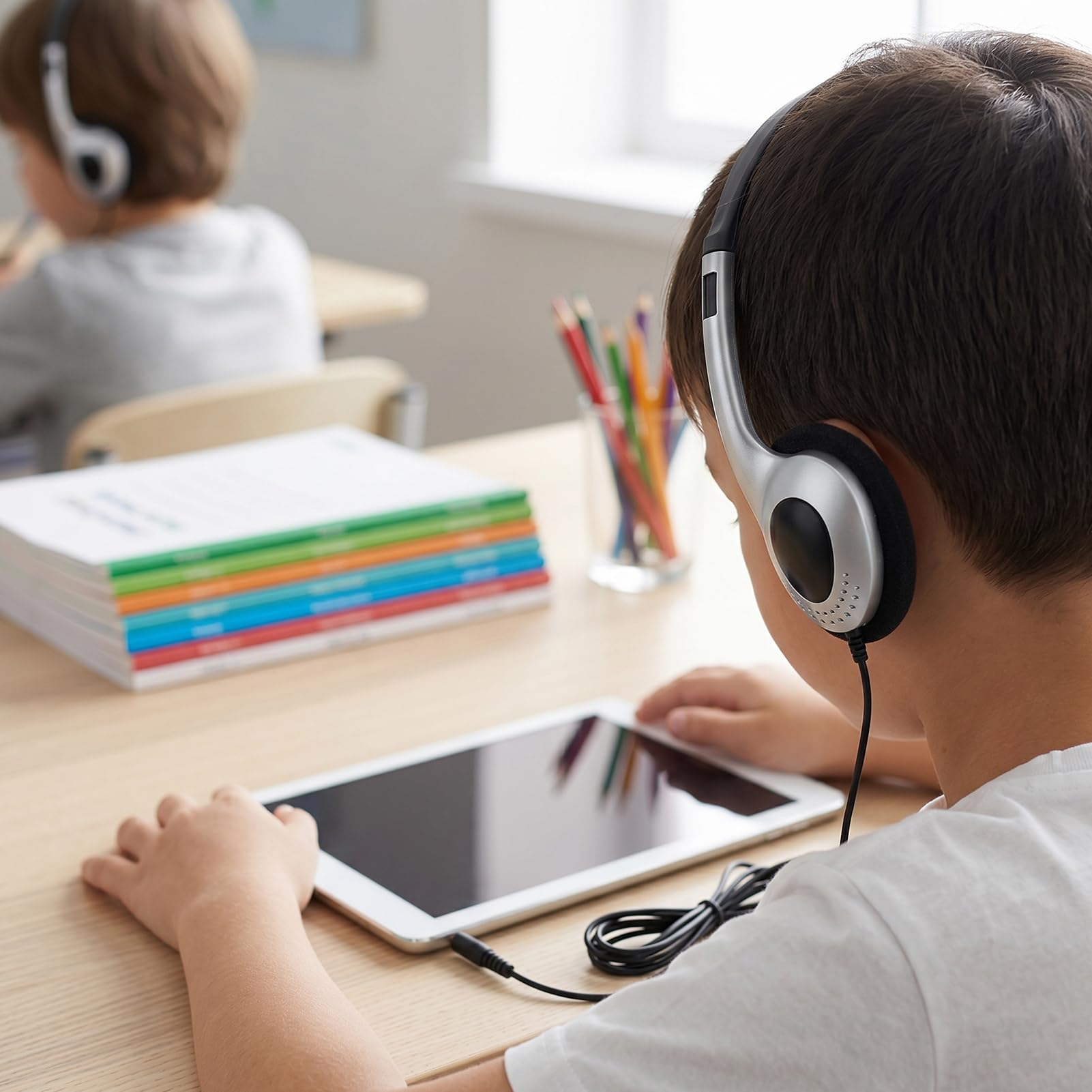 GOWENIC Confezione da 10 Cuffie Cablate per Bambini | Sopra l'orecchio con Archetto Regolabile con Jack da 3,5 Mm per Viaggi di Apprendimento Online della Biblioteca Scolastica in Classe
