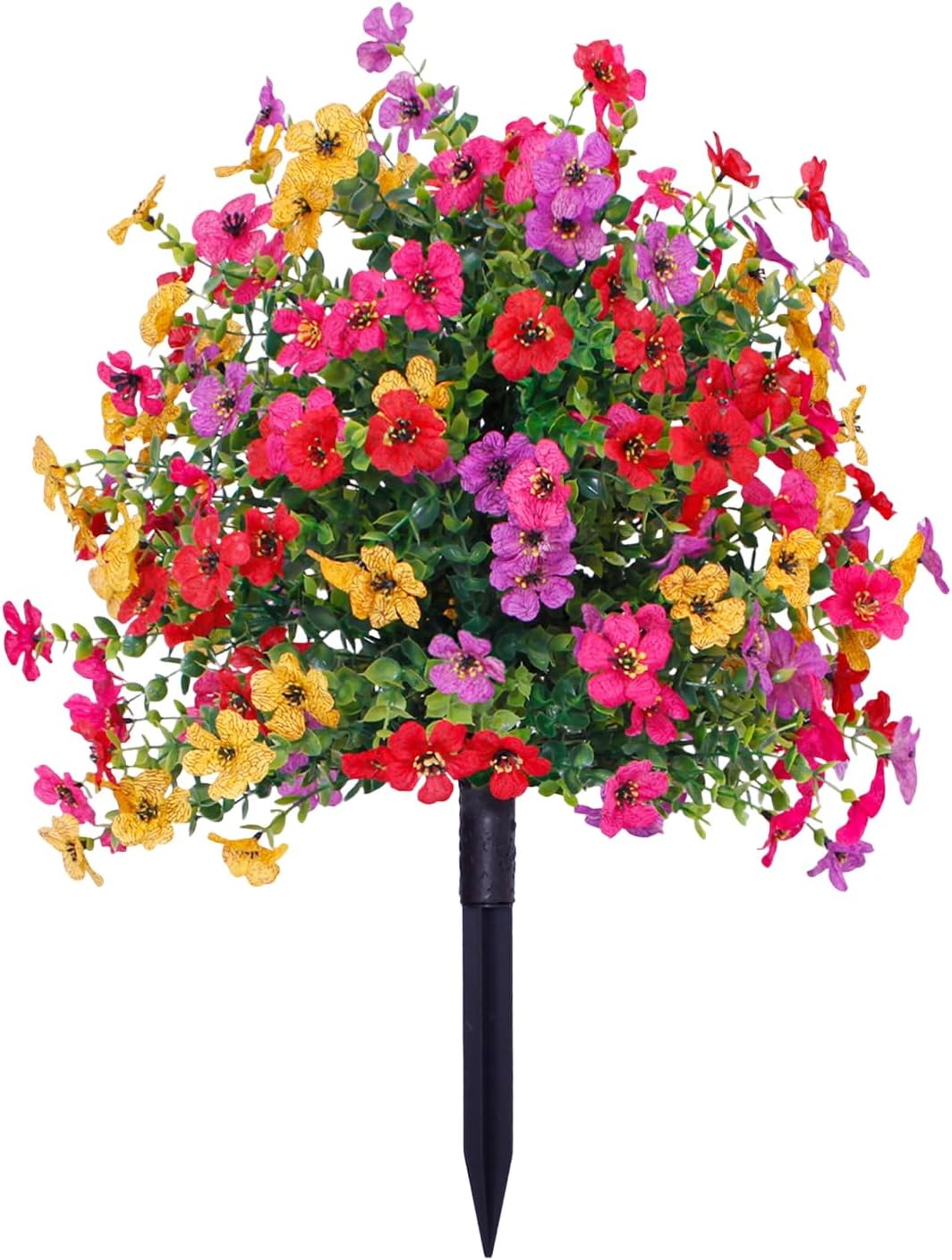 Artificial Flowers with Ground Spikes,Garden Stake Faux Greenery Shrubs Garden Accessories 22" for Farmhouse Outdoor Outside Garden Porch Patio Wedding Party Decoration A 2pcs