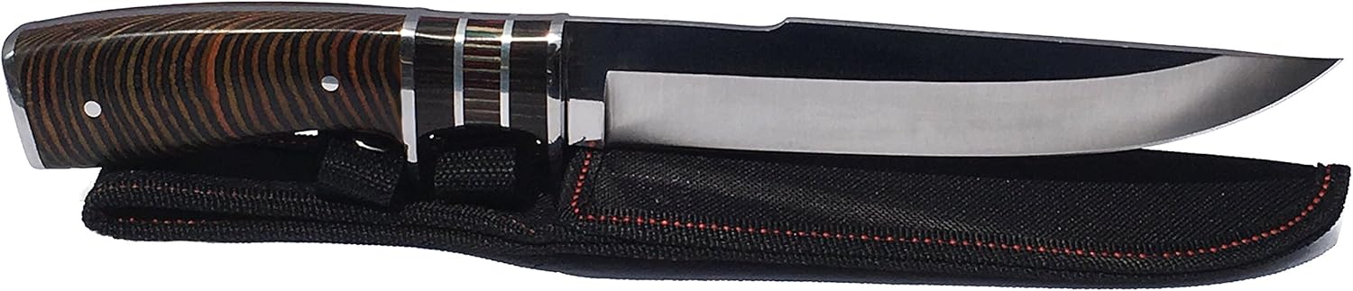eTradewinds Gentleman's Hunting Knife w/Sheath, Pakkawood Handle, & Razor Sharp 420 SS Rust Free Full Tang Fixed Blade by eT