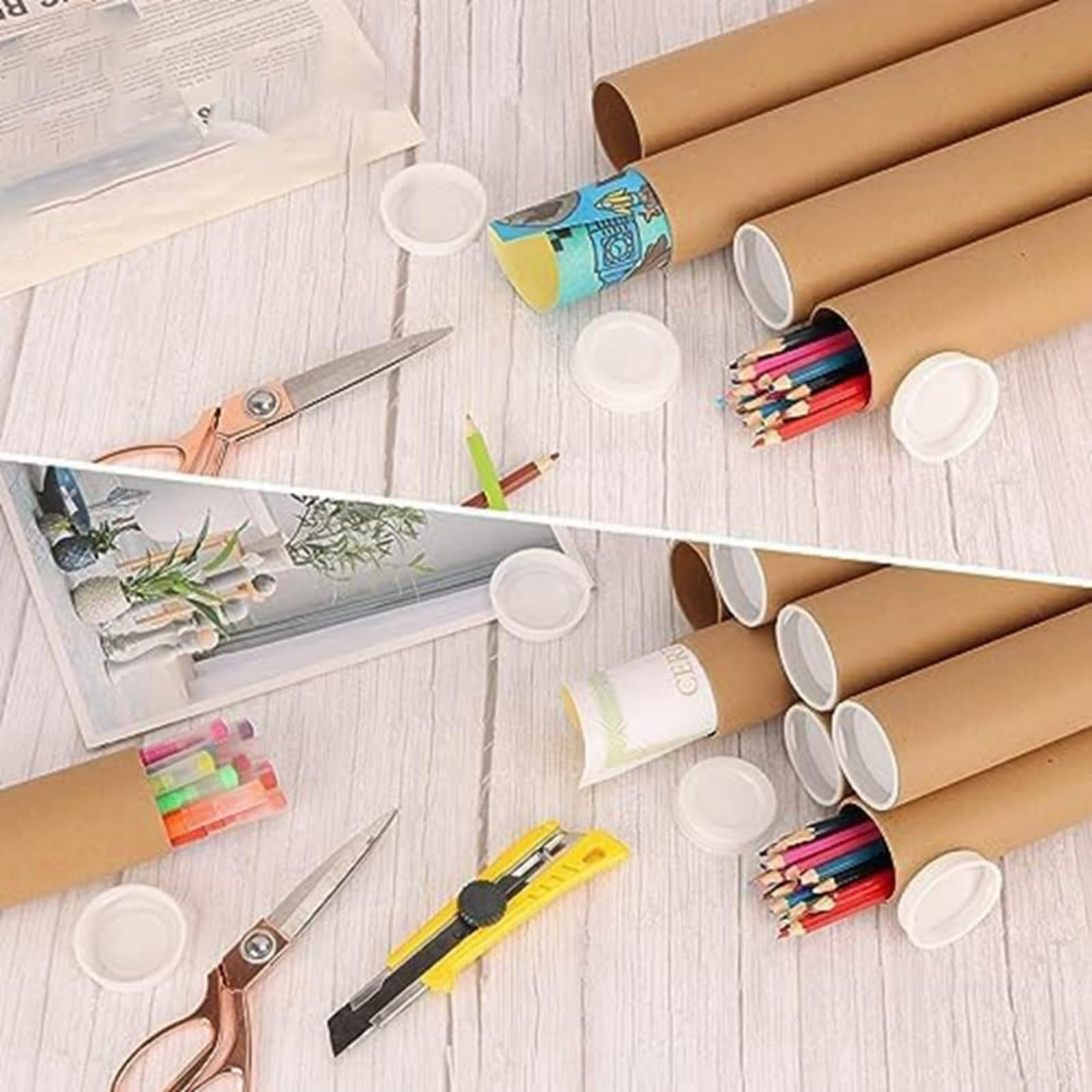 Paquete de 12 Tubos de EnvíO con Tapas para EnvíO por Correo para Empaquetar Carteles,Tubo de CartóN de Tubo de PóSter