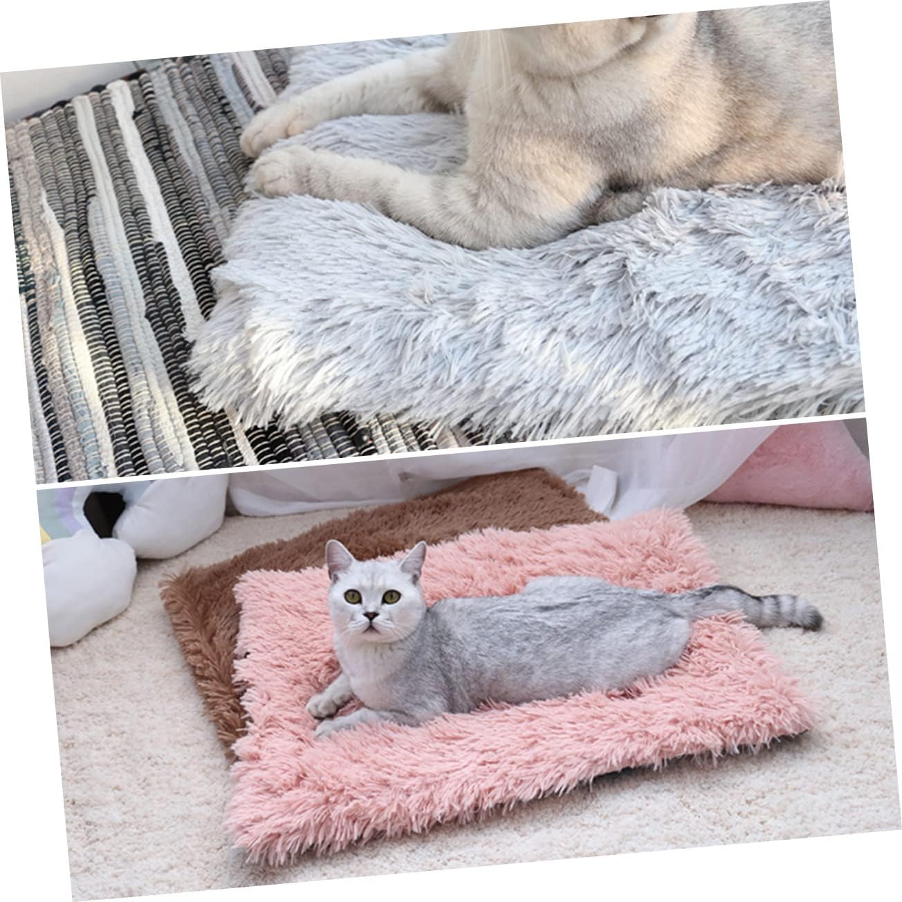 1pc Comfortable Plush Pets Blanket Warm Fleece Dog and Cat Sleep Mat Material Light Grey for and Autumn Use