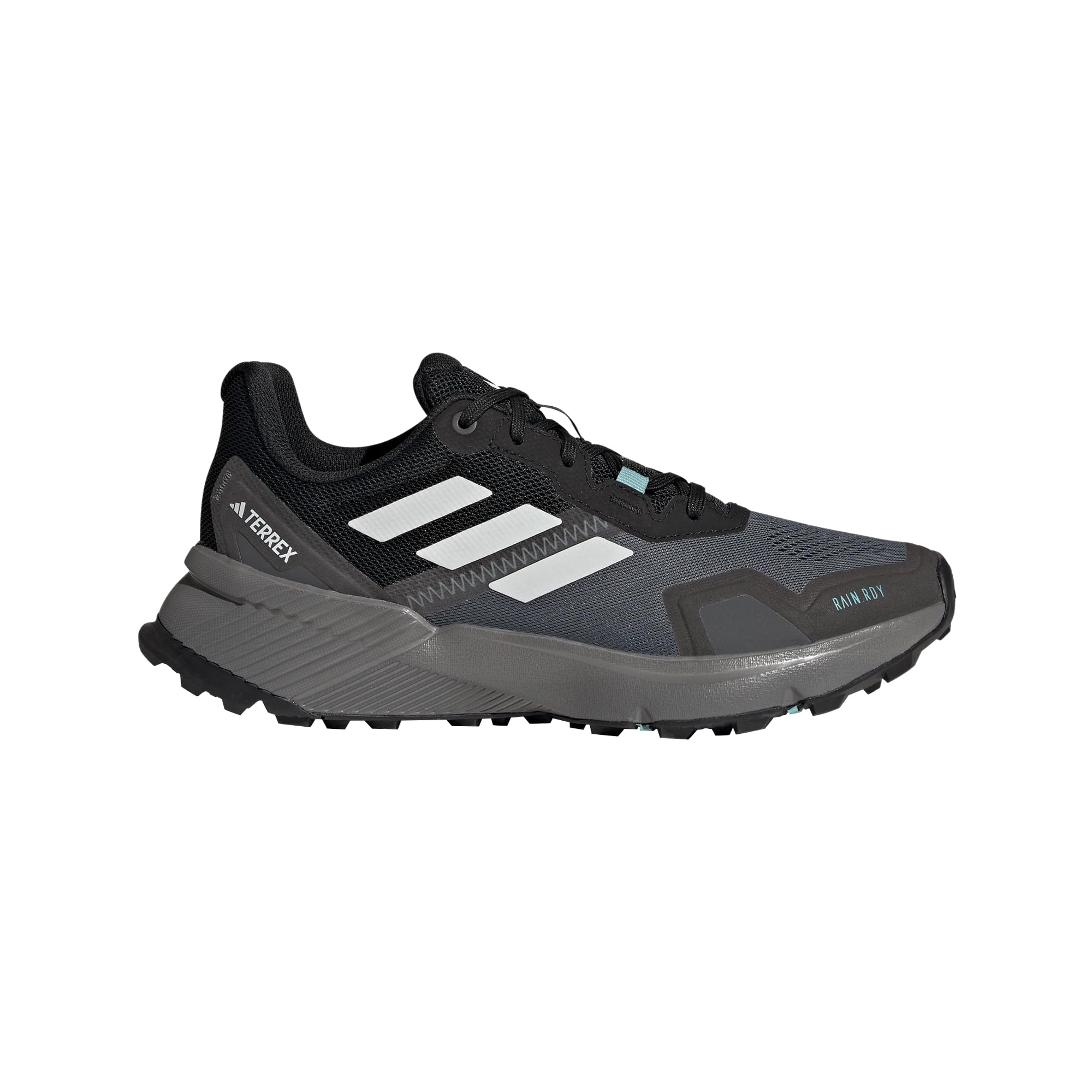 adidas Women's Terrex Soulstride RAIN.RDY Trail Running Sneaker, Black/Crystal White/Grey, 7