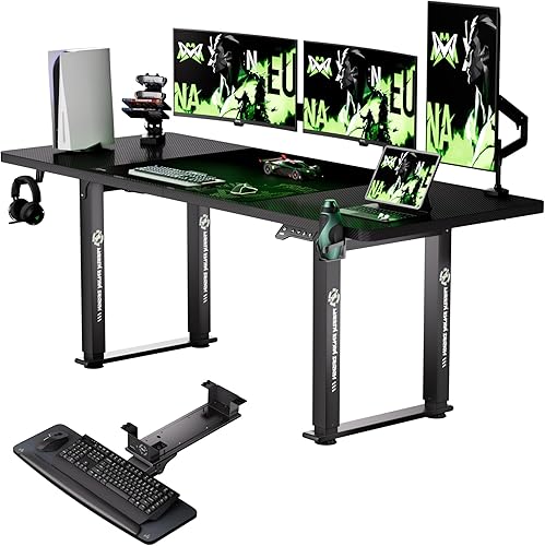 X-Win - Escritorio de pie ajustable de altura de 71 pulgadas con bandeja ajustable para teclado