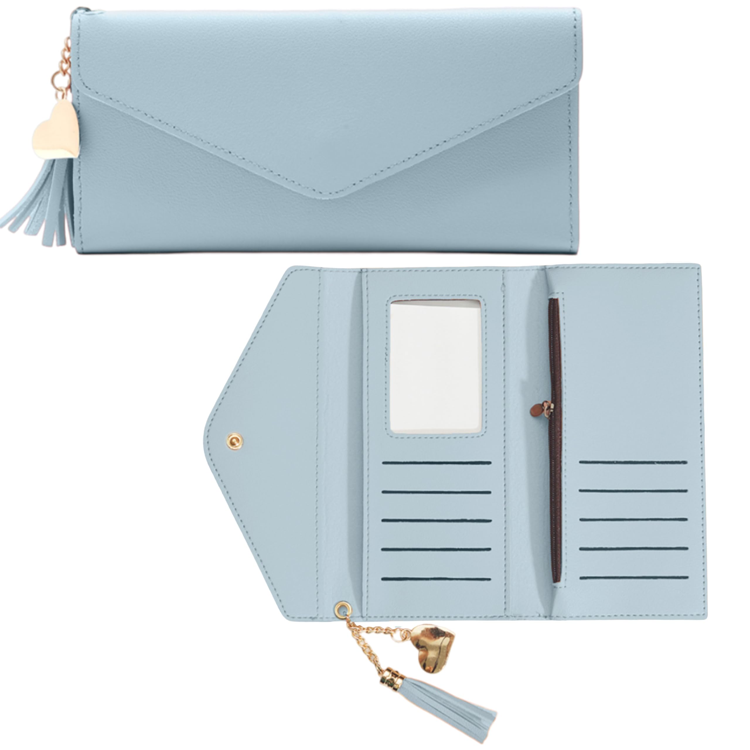 kraptick Women's Wallet -Stylish and Compact Purse Clutch Wallet for Women, Stylish Card Coin Holder, Debit Card Holder, Money Organizer and Travel Wallet for Women with 13 Slots (Sky Blue)-picture-42