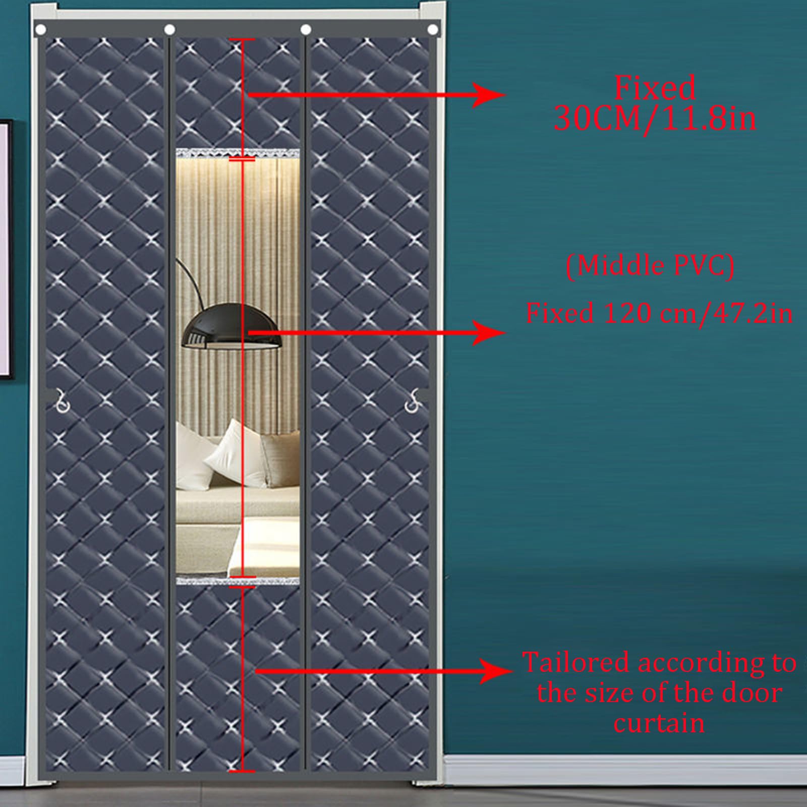 Tenda Invernale per Copertura Termica della Porta, previene la Perdita di Calore, Tessuto Oxford Leggero e insonorizzato Antivento, Calda in Inverno (120x210 cm/47,2x82,6 Pollici)
