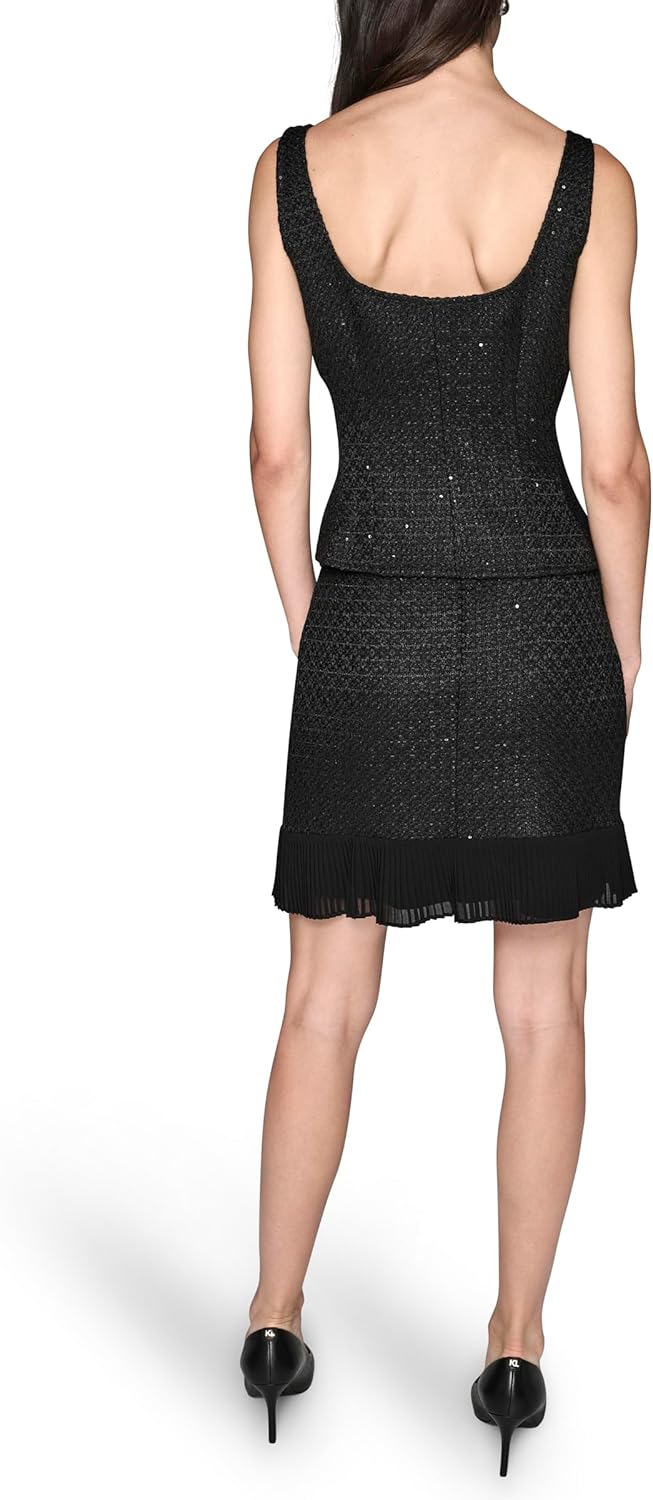 Karl Lagerfeld Women's Novelty Tweed Career Vest with Buttons