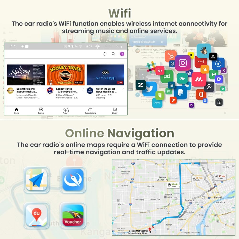 Android Radio for Jeep 2007-2016 with 10.1 inch Touchscreen, 8 Core CPU 4GB+64GB, Support Carplay, Android Auto, SWC, WiFi, Bluetooth, FM AM Radio, with Rear Camera