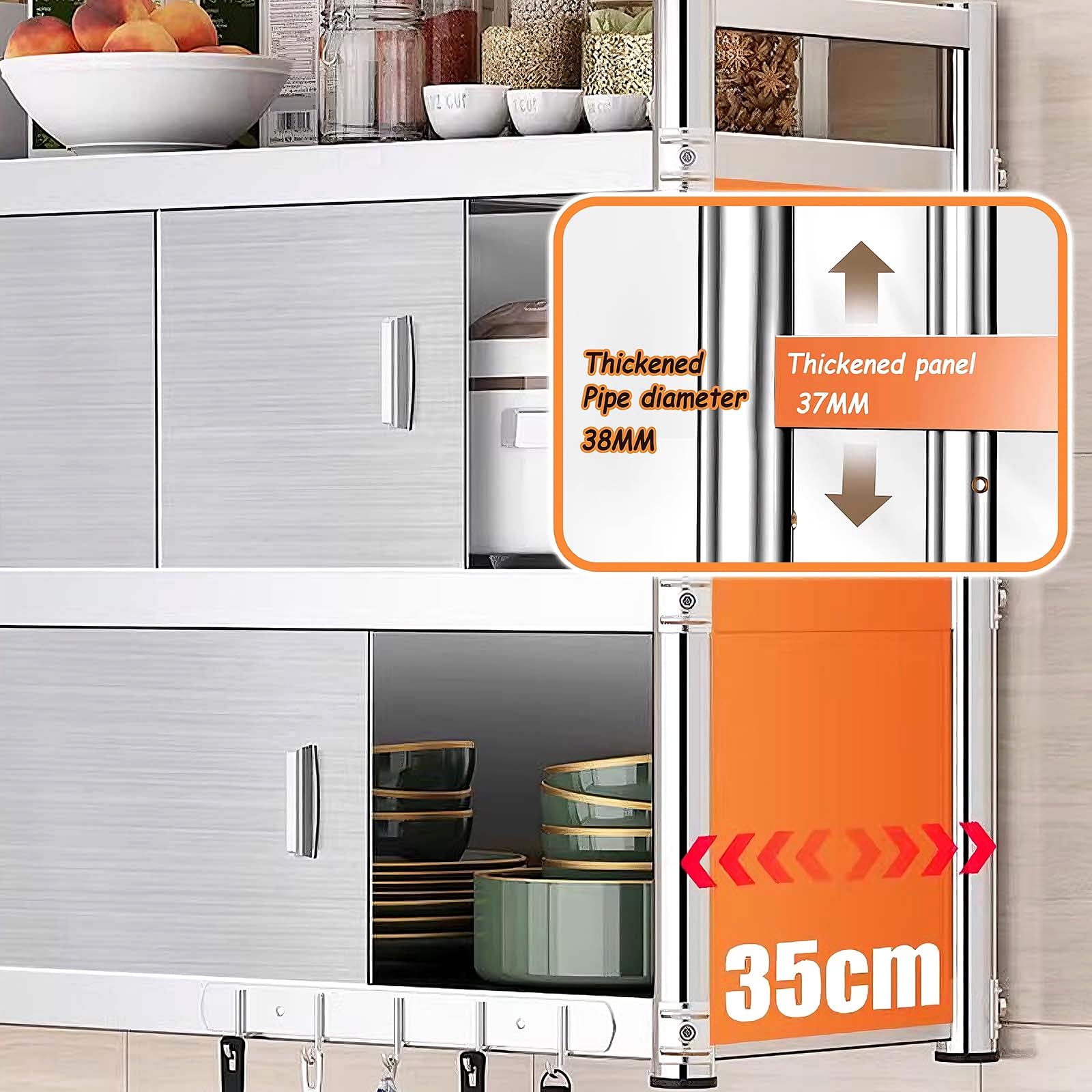 Pensile Cucina Sospeso in Acciaio Inox Pensili Cucina Sospesi con Ante Scorrevoli Design Regolabile e Salvaspazio Mobilettos Multiuso per Cucinas, Bagno, Garage, Scuola, Ufficio(100 * 35 * 90cm)