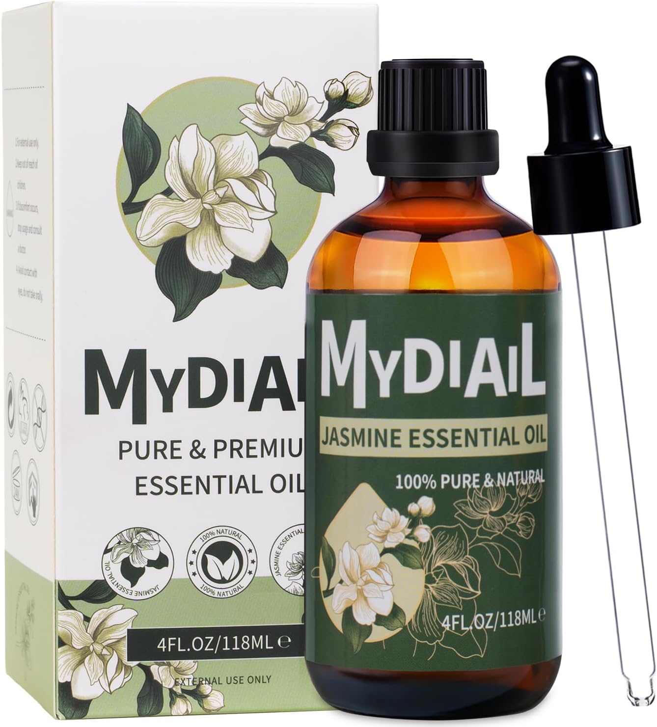 Jasmine Essential Oil (4Oz) Pure Natural Jasmine Oil Aromatherapy Essential Oil for Diffuser, Skin Care, Humidifier, Massage, Soap & Candle Making, Bathing – 118ml