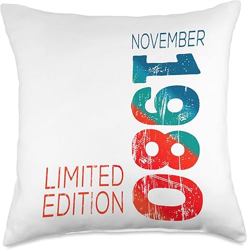 Since November Retro Vintage 1980 Limited Edition November Year Retro Vintage 1980 Edition Throw Pillow, 18x18, Multicolor