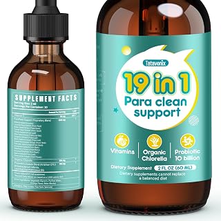 Tatavonix 19 in 1 Herbal Gut Cleanse Drops – Wormwood, Black Walnut, Chlorella 250mg, 10B Probiotics, Clove & Oregano – Liquid Detox Support for Adults & Kids, Alcohol-Free, 2oz - Amazon product rated Grade A