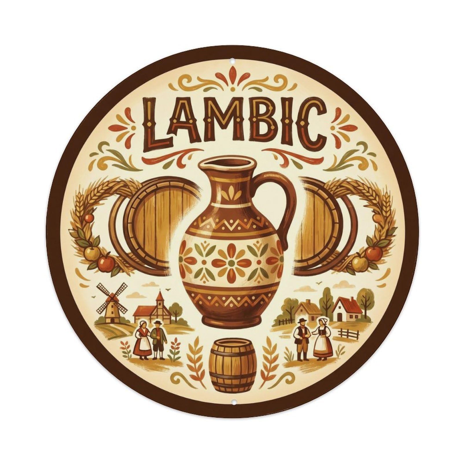Vintage Belgian Lambic Sour Beer Cellar Brew Strong Metal Tin Sign