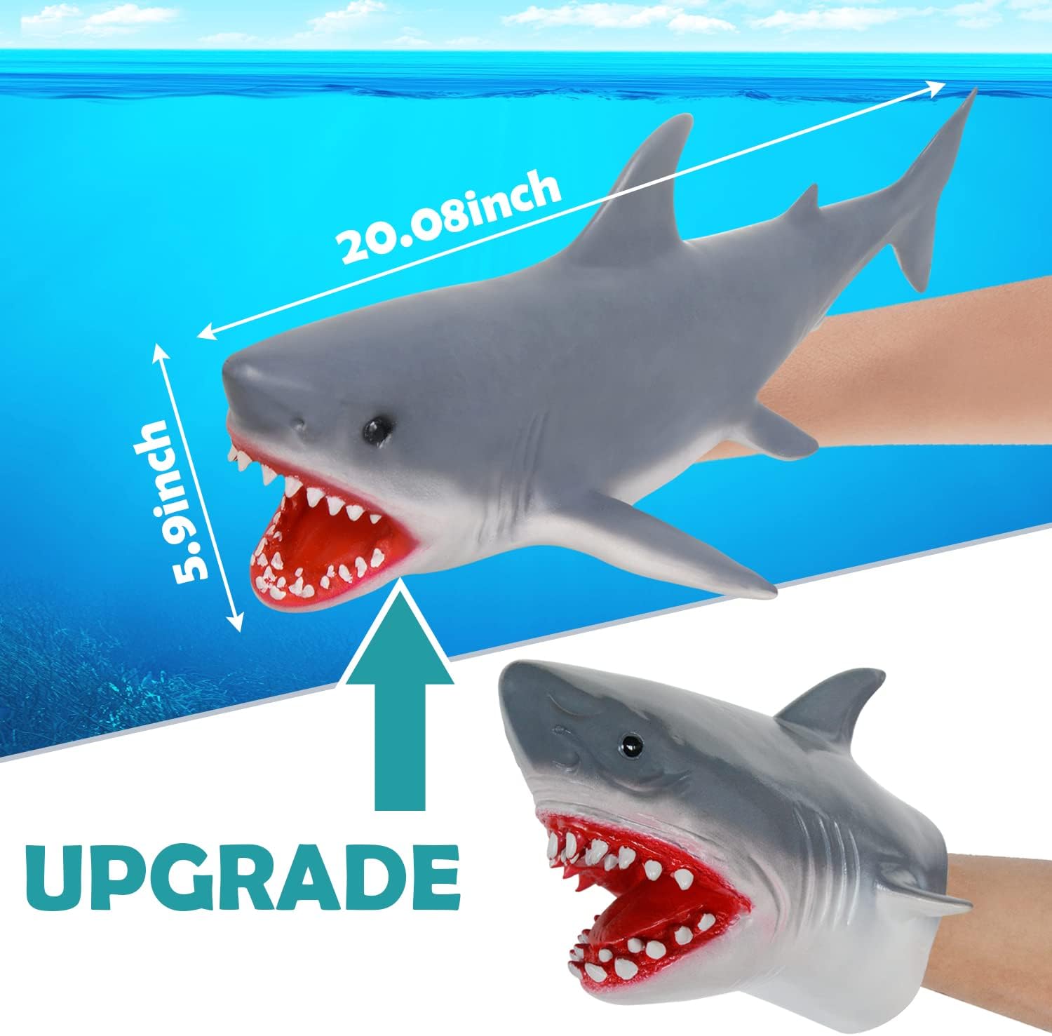 FantasyParty Hand Puppet Realistic Shark Role Play Toy Latex Puppet for Both Adult and Children