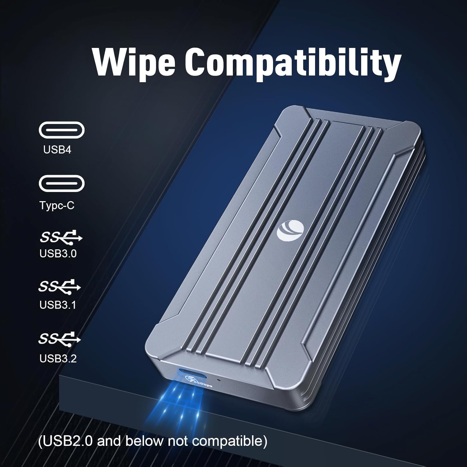 40Gbps NVMe Enclosure,V VCOM M.2 NVMe SSD Enclosure, Aluminum Alloy External NVMe Enclosure Support Size 2280 M&B+M-Key,Compatible with Thunderbolt 3/4,USB4/3.2/3.1/3.0/2.0