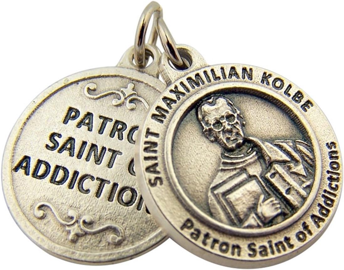 Silver Toned Base Catholic Patron Saint Medal Pendant, 3/4 Inch