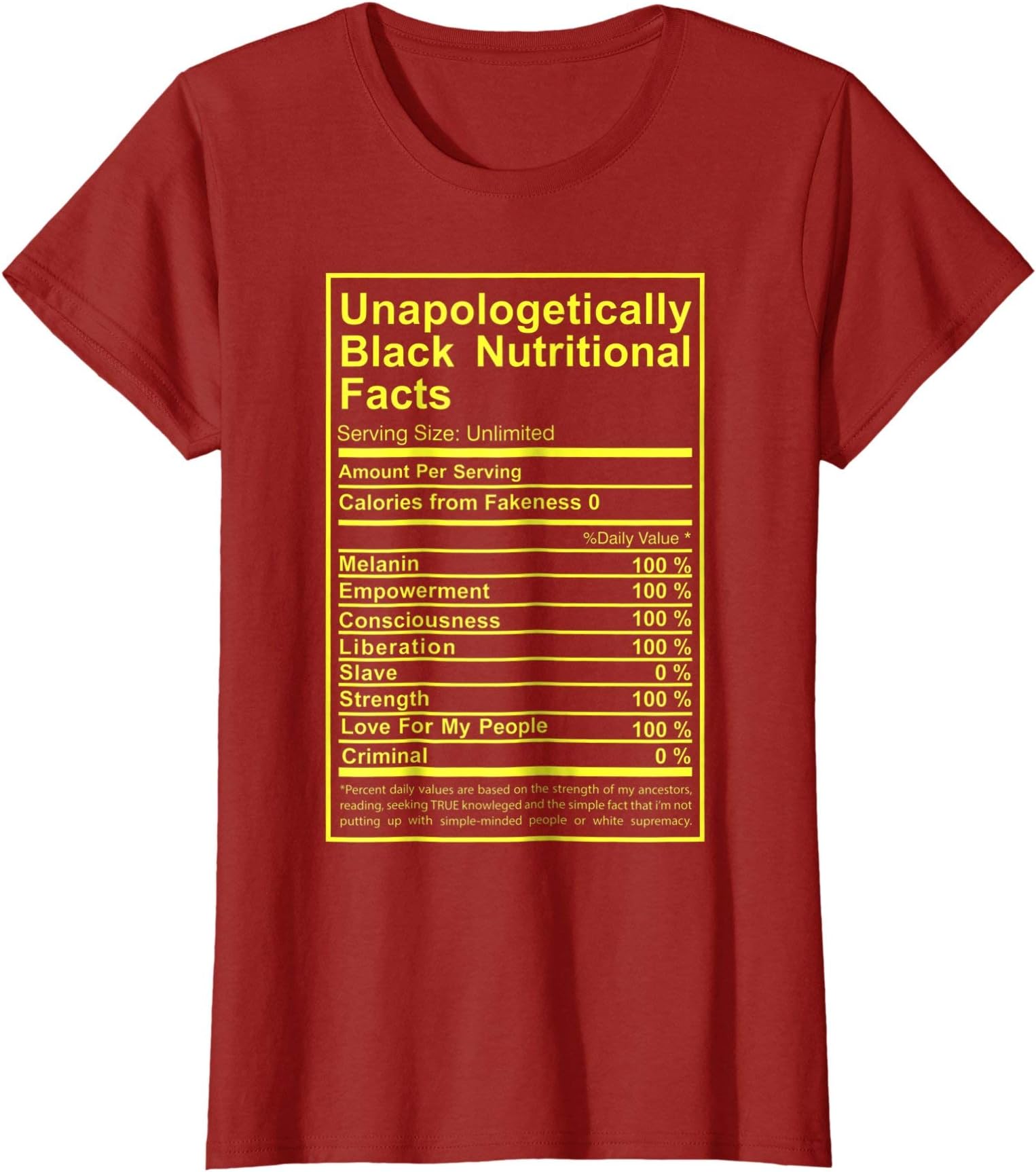 Unapologetically Black Nutritional Facts T-Shirt
