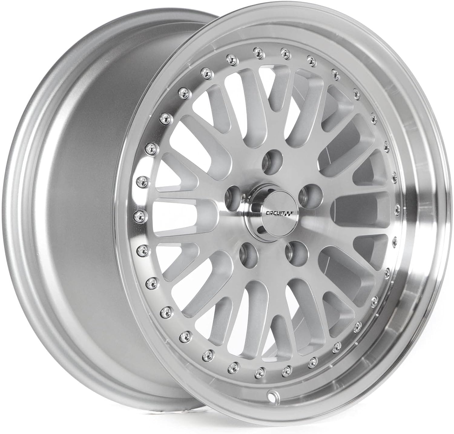 Circuit Performance CP21 17×8 Machined/Silver 5×114.3 [+35mm] Classic Mesh Deep Dish Compatible with Civic, Accord, Camry, Altima, Sonata
