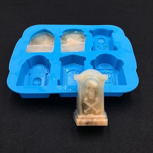 Miniatura 3 de Molde de silicona 3D para Halloween, ataúd con calaveras, araña, RIP, molde de silicona para chocolate, caramelos, cubitos de hielo, gelatina, mini