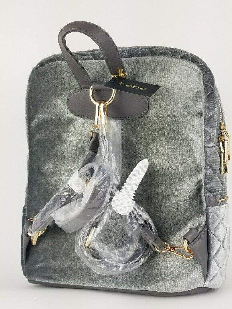 4SGM Bebe Danielle Velvet Quilted Large Backpack Pewter: Buy  display picture 3