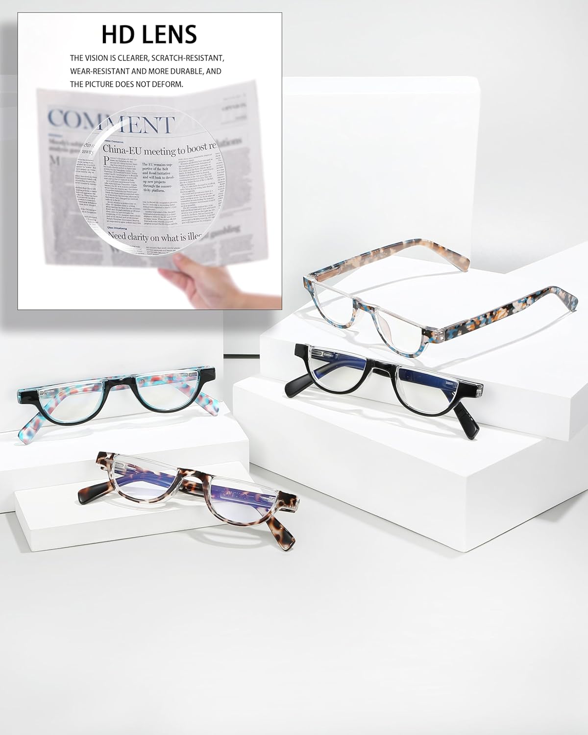 EYEURL Half Frame Reading Glasses for Women-4 Pack Blue Light Glasses Fashion Computer Readers for Women Anti UV Ray Eyeglasses with Spring Hinges 1.50 - Image 5