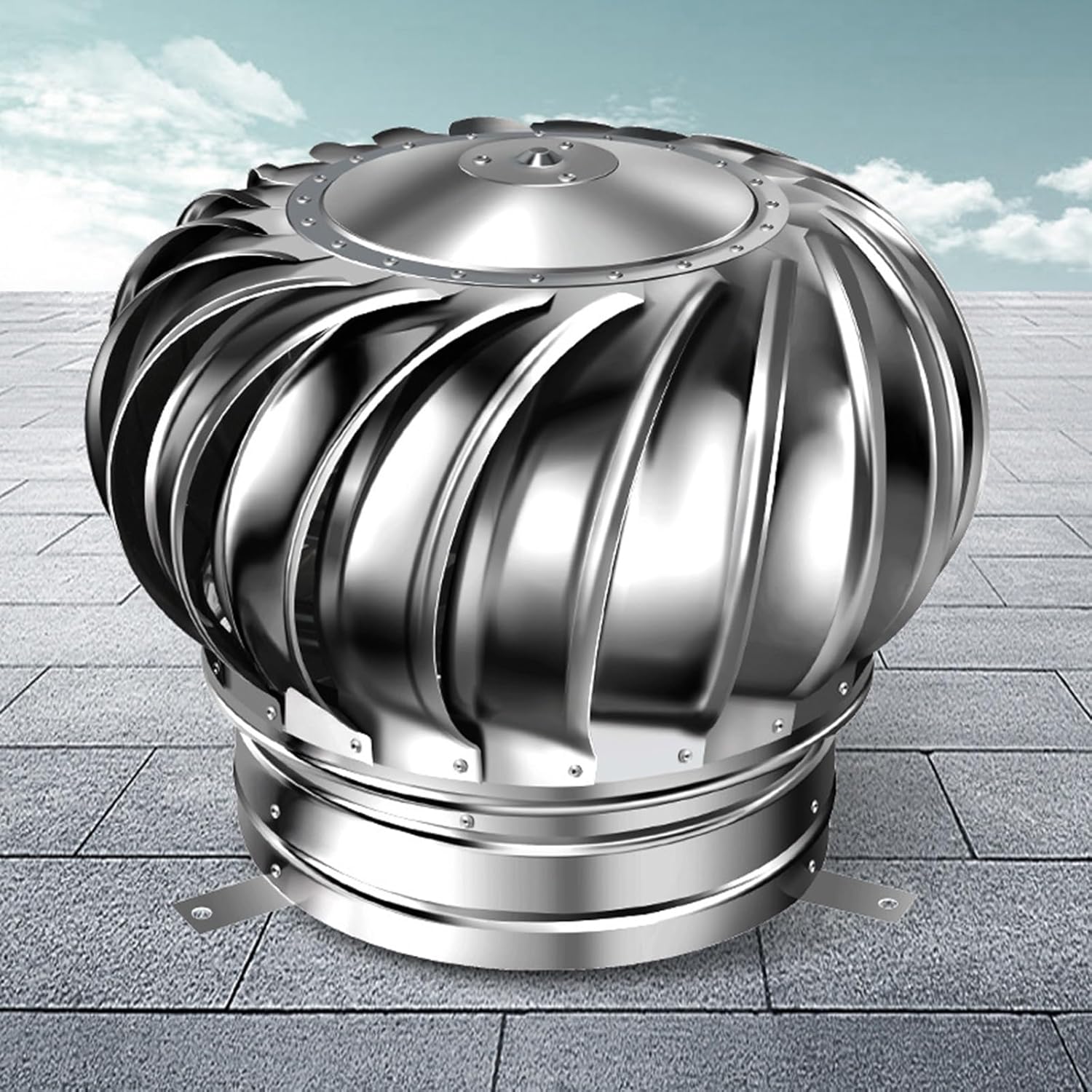 12-Inch Roof Turbine Ventilator, 201 Stainless Steel Roof Vent Hood for Ducts, Chimneys, and Shed Roofs, Waterproof Dryer Vent Cap (Size : 150mm)