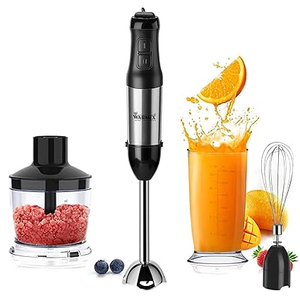 WARMEX HOME APPLIANCES Warmex 600 Watts Hand Blender With Chopper,Jar&Whisker,2 Variable Speed Modes&Speed Regulator,Stainless Steel Blades|Low Noise&Heavy-Duty Copper Motor-(Black,Hb-05)