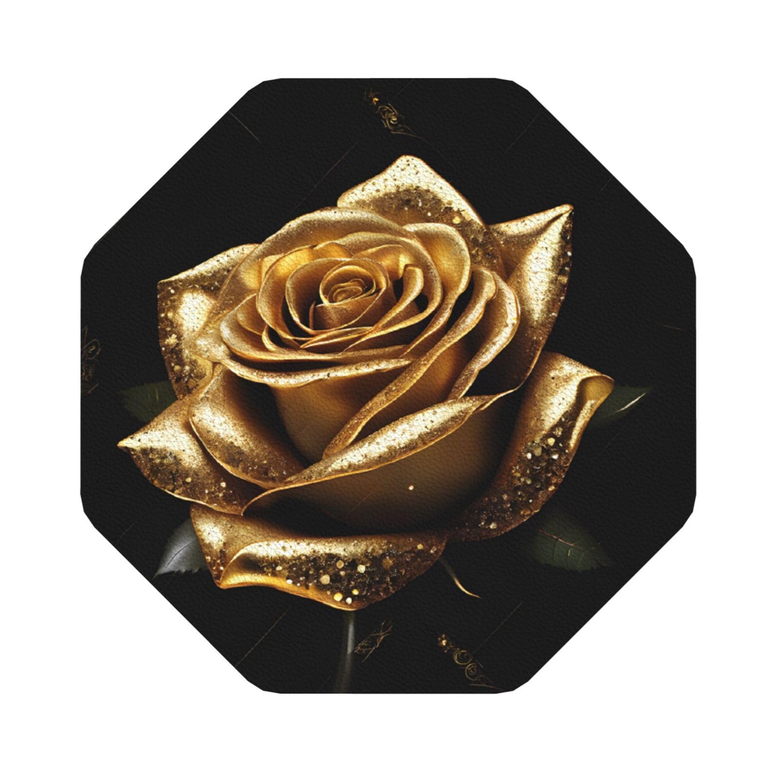 Aspoijhn Octagon (Gold Rose) Leather Coaster Set Of 6 Premium Drink Coasters For Home Office Restaurant Bar