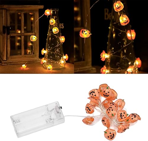 Miniatura 4 de JUOPZKENN Guirnalda de luces de Halloween, cadena de luces de calabaza de plástico con 20 mini calabazas Jack O, luces de calabaza de Halloween