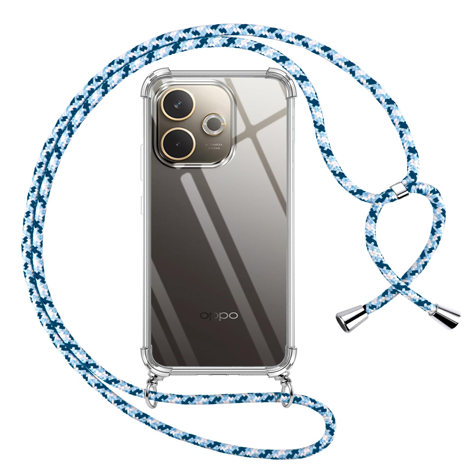 Pnakqil Cover per OPPO A40/OPPO A40m/OPPO A60 con Cordino, Trasparente Custodia con Laccio Tracolla Cellulare Girocollo Collana Protettiva per Oppo A40/OPPO A40m 6.67, Nero
