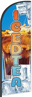 Ice Dtea Feather Flag for Business Advertising 6 FT Swooper Flag for Storefronts Retailers Shops Food Trucks Events and Fairs (Flagpole Not Included)