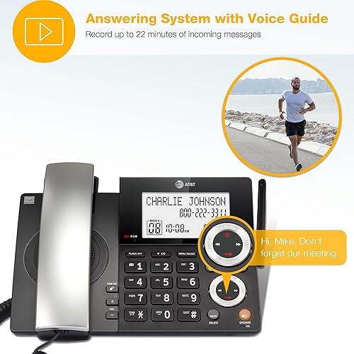 Miniatura 6 de AT&T DECT 6.0 Teléfono doméstico con cable o inalámbrico con 2 teléfonos y contestador, bloqueador de llamadas inteligente, identificación de