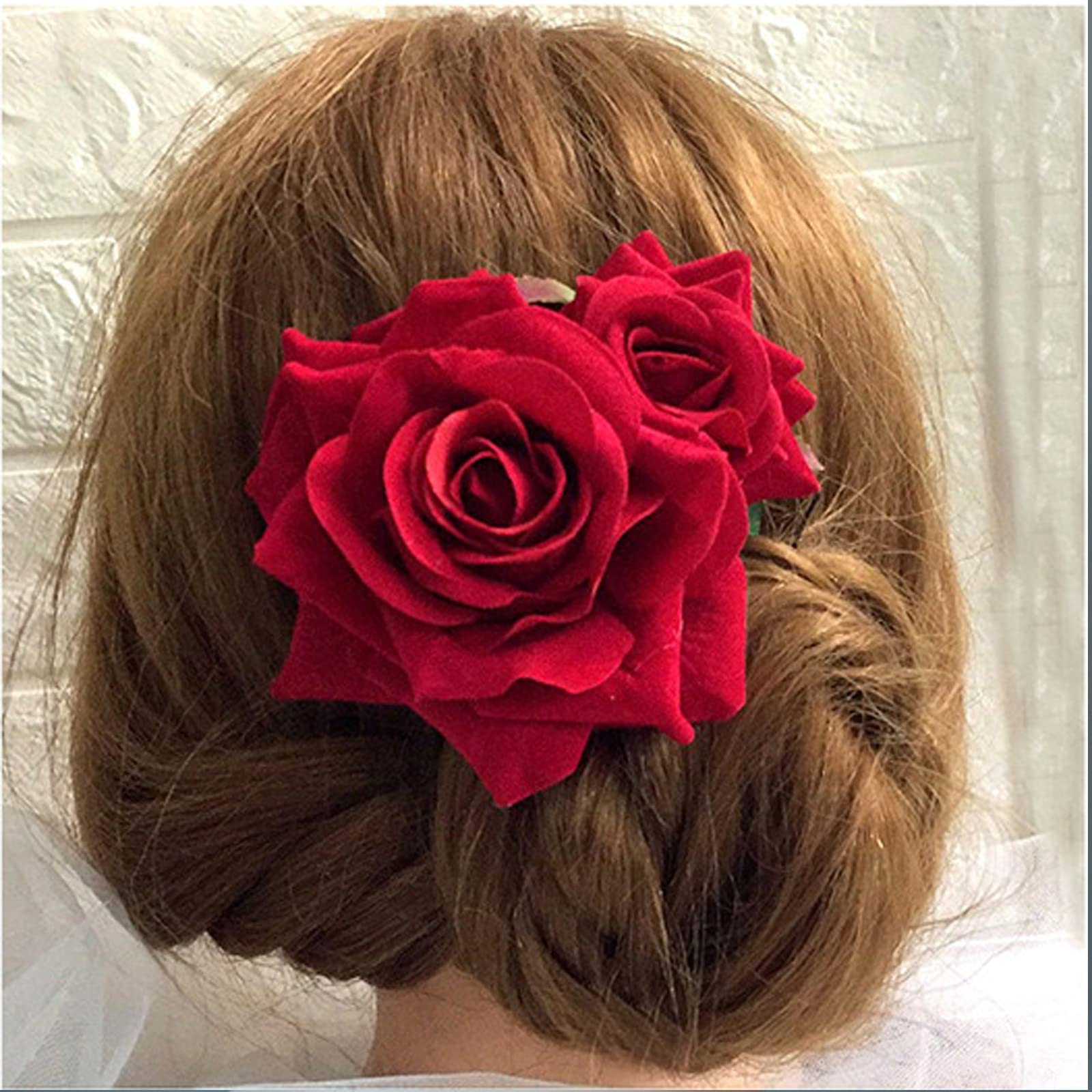 Amazon.co.jp: ヘアクリップ バラの花 フラワーコサージュ 花