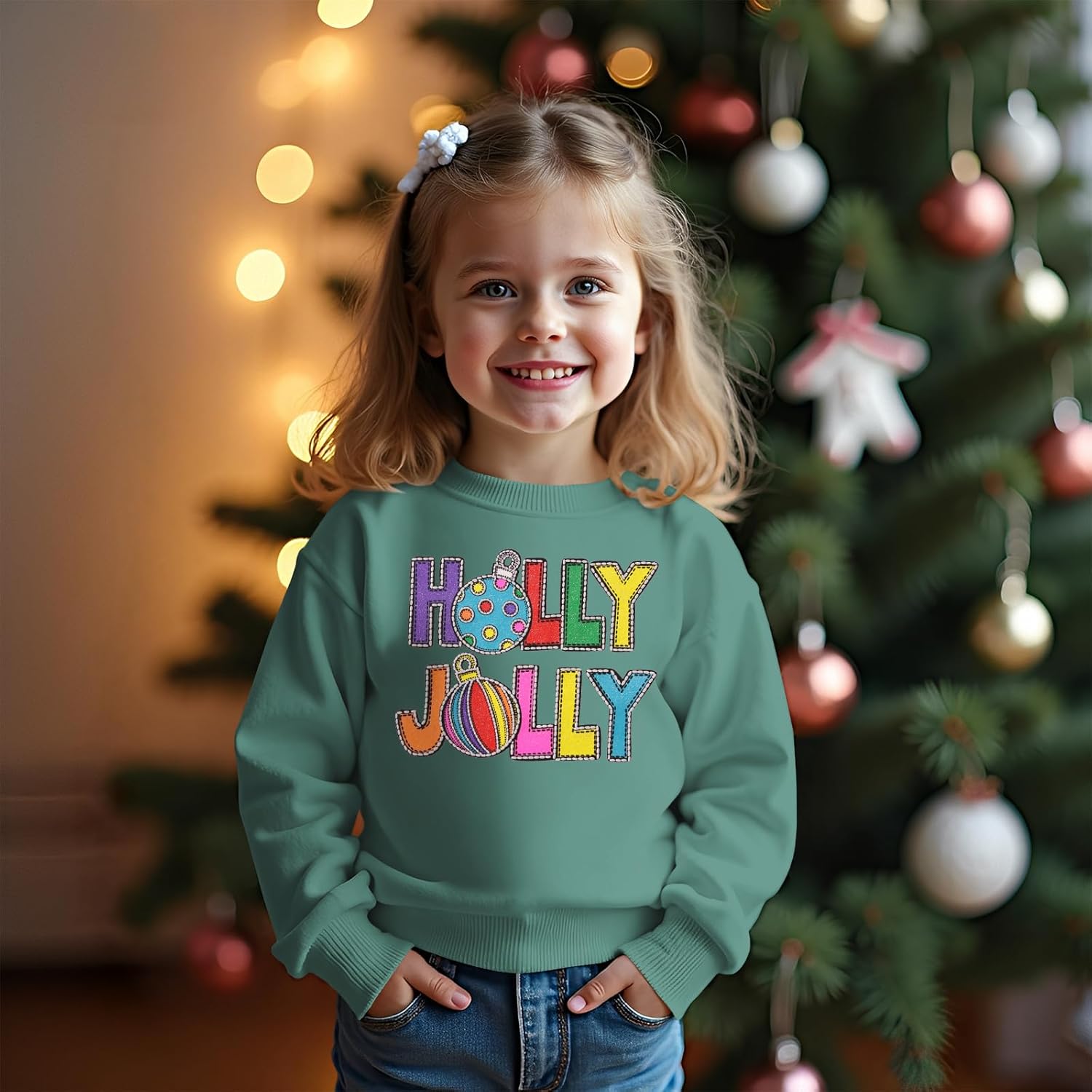 Toddler Baby Boy Girl Christmas Sweatshirt Xmas Holly Outfit Jolly Pullover Top Holiday Crewneck Long Sleeve Shirts - Image 3