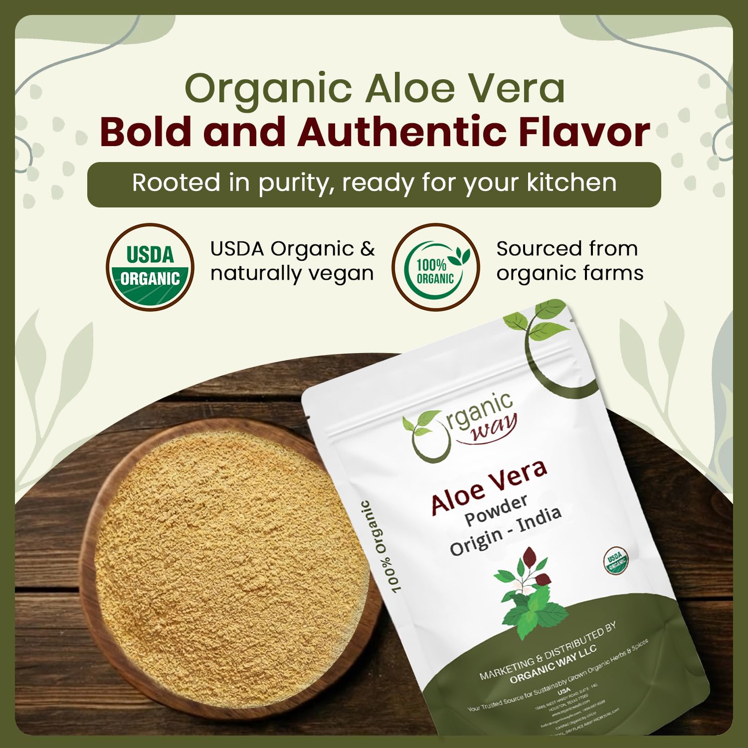 Organic Way Aloe Vera Leaf Powder - Origin - India (16 Ounce) — Amazon image 2