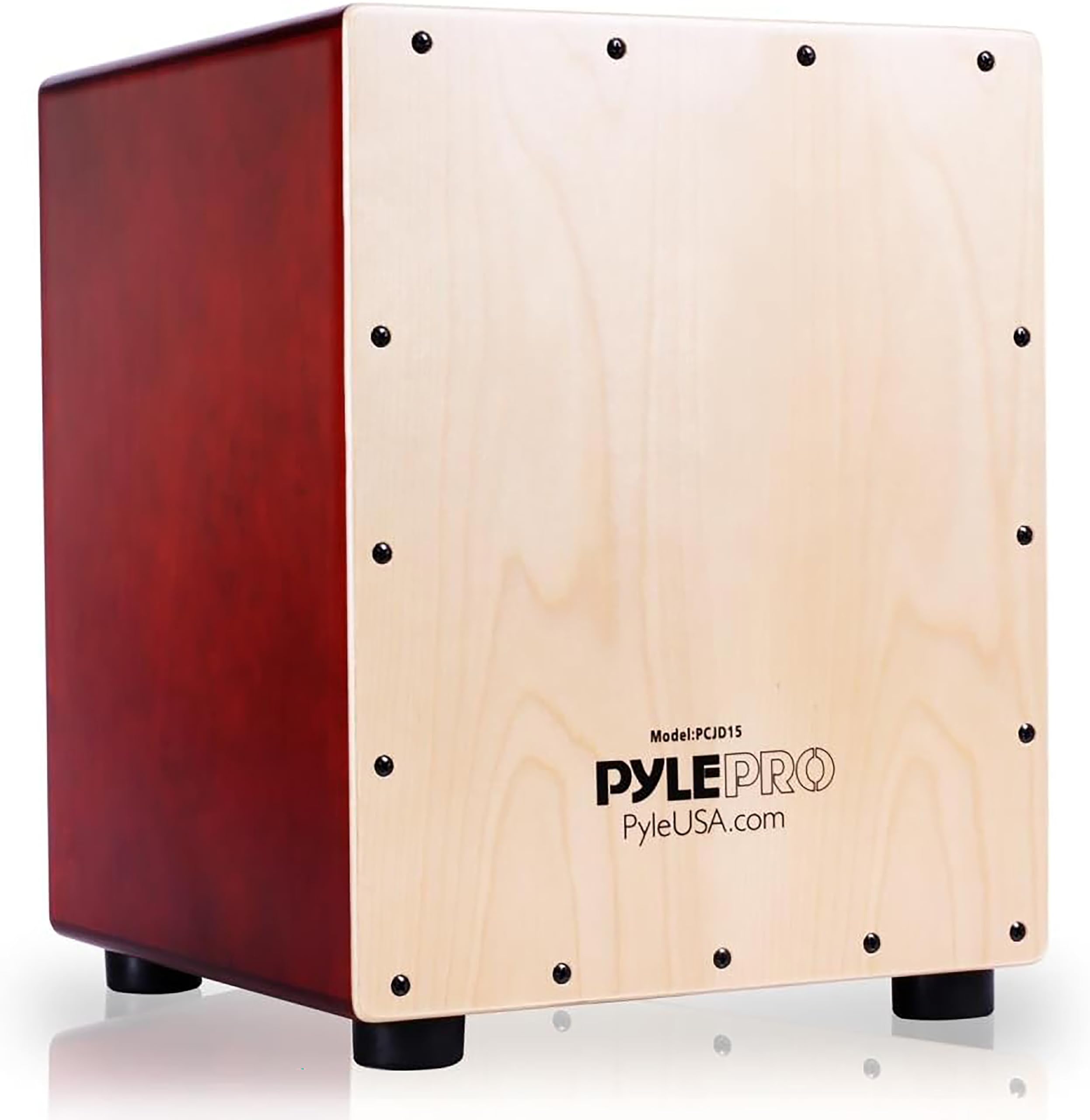 Pyle Cajon Instrument für Kinder & Erwachsene, Sitztrommel Instrumente handgemacht aus Holz (Birke), mit Snare, Trommel für Einsteiger & Profi, Schlagwerk mit abgerundeten Kanten, Rot
