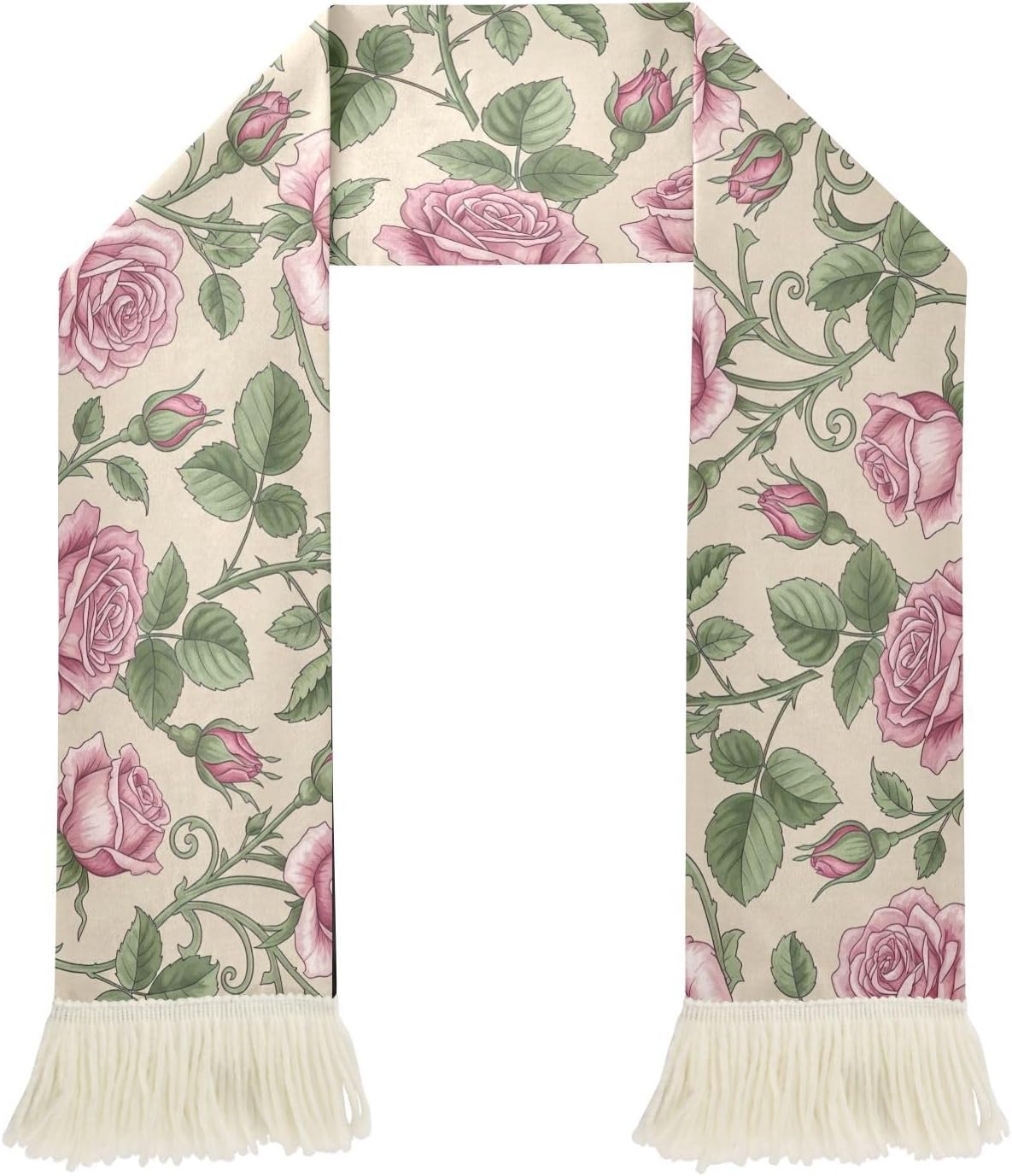 CHIFIGNO Vintage Roses Green Leaves Sports Fan Scarf, Quick Dry Polyester Scarf for Sweat Wiping and Game Day Support, Comfortable and Soft