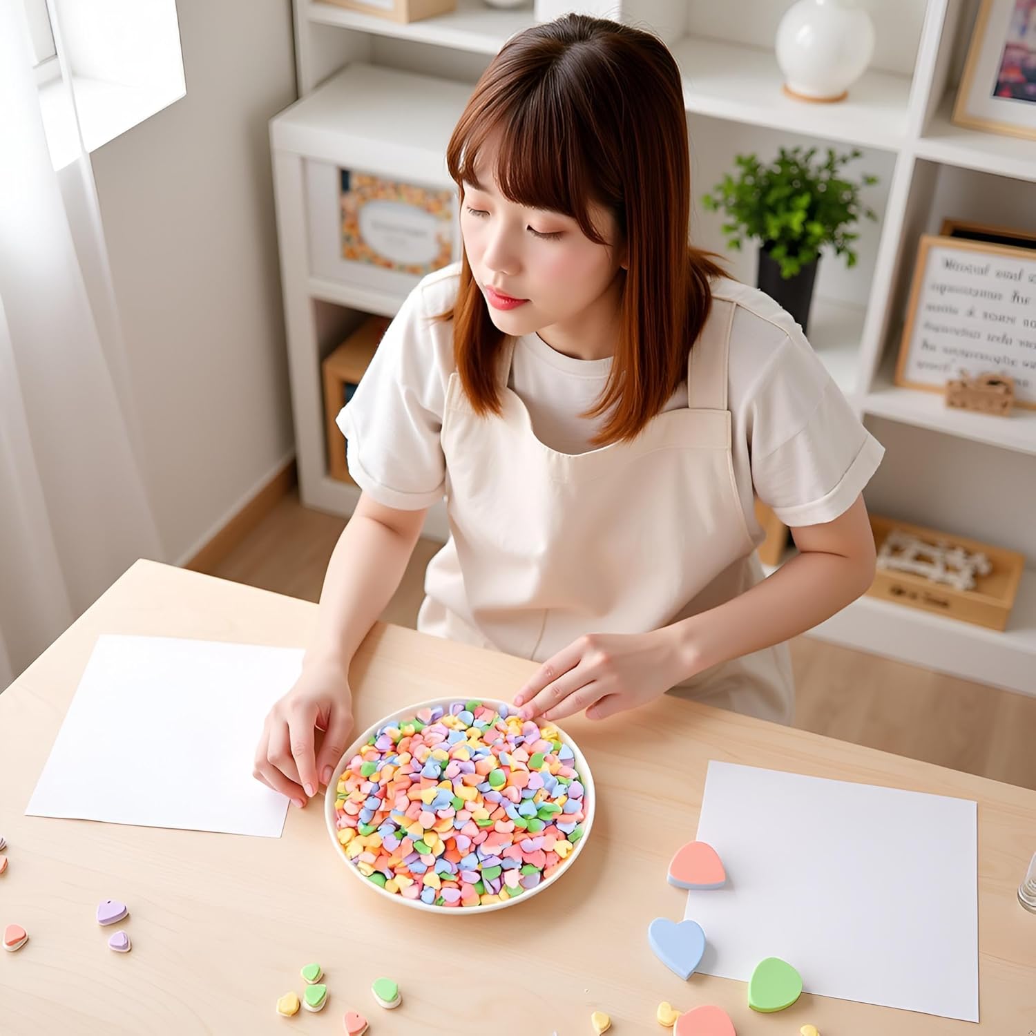 100 Pcs Colorful Heart Resin Charms Flatback Buttons Beads,Beautiful DIY Flat Back Cabochons Scrapbooking Embellishments for Card Making Cell Phone Decoration Beading and Jewelry Making - Image 8