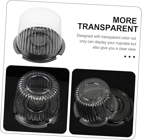 Miniatura 5 de Luxshiny 10 cajas de plástico para magdalenas de 4 pulgadas, cúpula de magdalenas, pastel de luna, caja de contenedor de postre, caja de galletas,