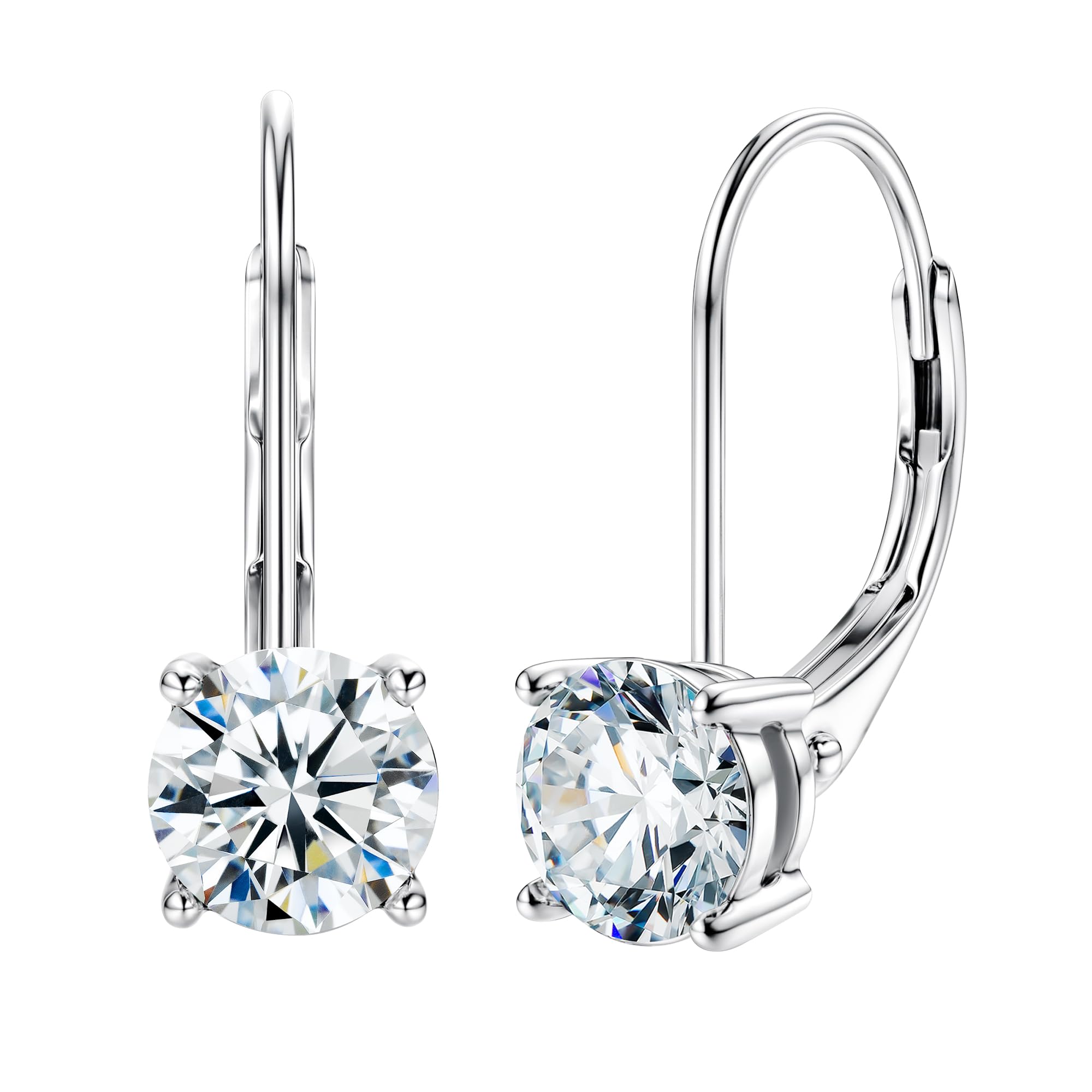 925 Sterling Silver Moissanite Dangle Hoop Earrings, 18K Gold Plated Dainty 1 Carat D Color VVS Clarity Lab-Grown Hoop Drop Earrings for Women