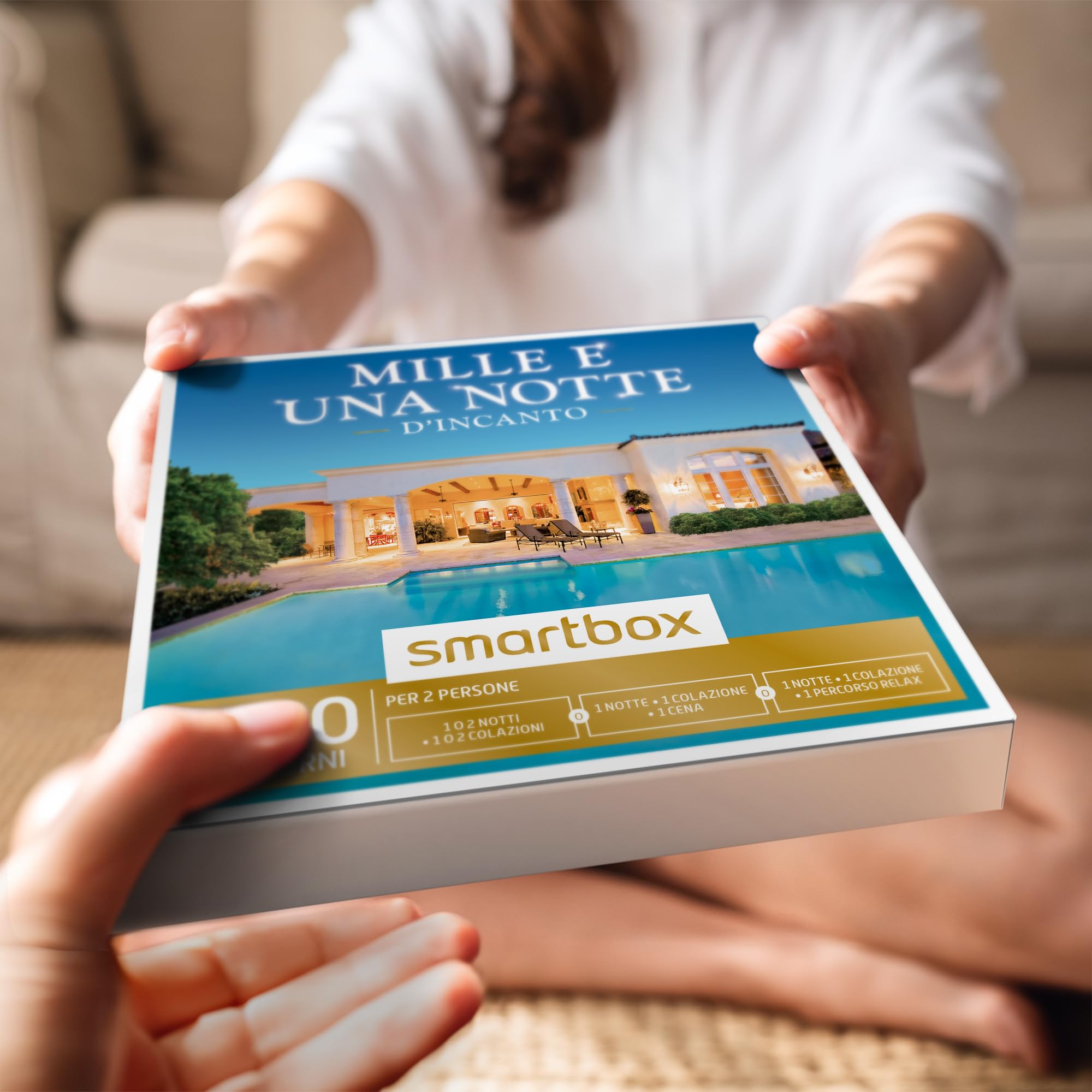 Smartbox - Mille e Una Notte d'Incanto Cofanetto Regalo Coppia, 1 o 2 Notti con Colazione o 1 Notte con Colazione e Cena o percorso Relax per 2 Persone, Idee Regalo Originale
