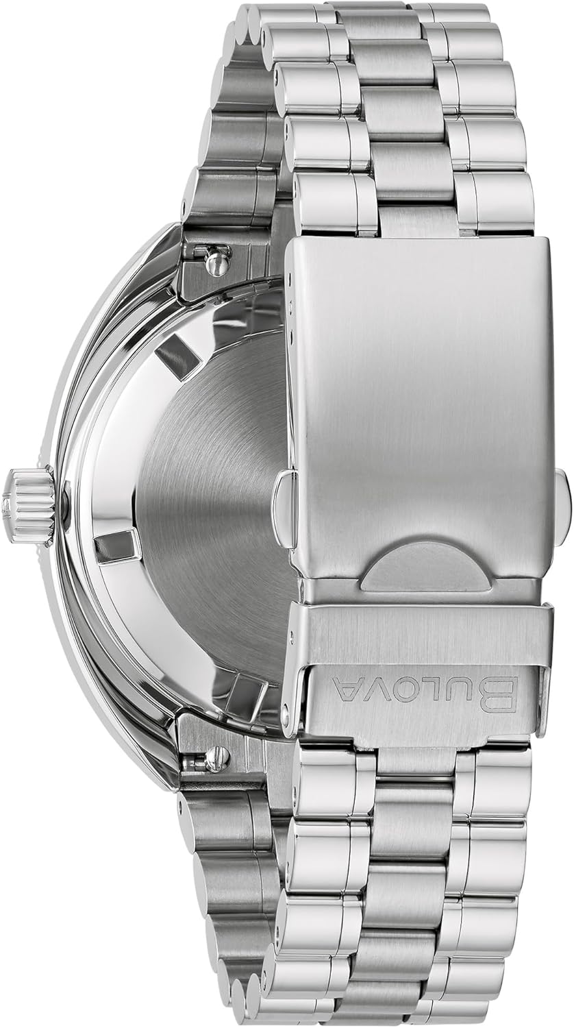 Bulova Erkek Oceanographer Snorkel GMT Paslanmaz Çelik Saat, Mavi ve Kırmızı Çift Yönlü Dönen Bezel, Mavi Kadran, Model: 96B405