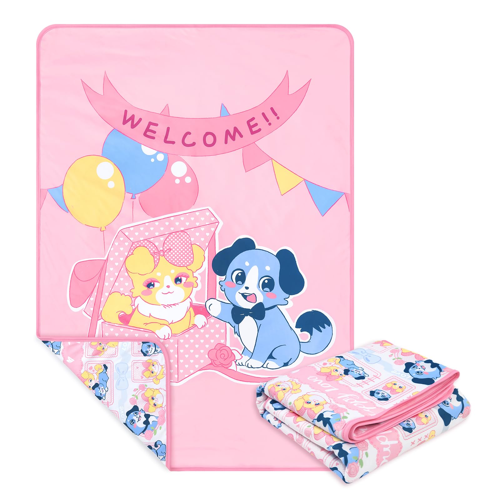 LittleForBig Alèses Adultes Lavables, Réutilisables, Imperméables et Absorbantes - Tapis de Change Imprimé - Motif Puppy Love Little Blue