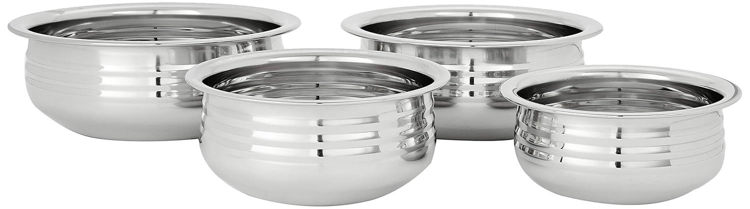 Amazon Brand – Solimo Stainless Steel Urli Set (Silver, 750ml, 1100ml, 1500ml and 1900ml) 4 pieces Amazon Brand – Solimo Stainless Steel Urli Set (Silver, 750ml, 1100ml, 1500ml and 1900ml) 4 pieces