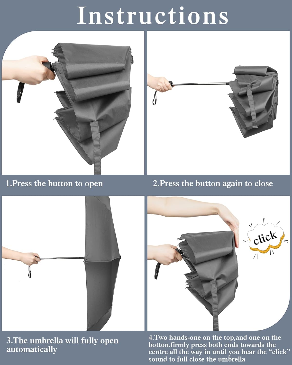 Reginary 6 Pack Umbrella Bulk Windproof Travel for Rain Automatic Open and Close Umbrella Collapsible Folding Rain Backpack Portable for Men Women - Image 5