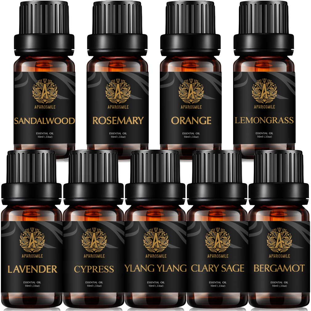 Aromatherapie Zypresse ätherisches Öl Set für Diffusor, 100% reine Ylang Ylang ätherisches Öl Kit für Hause, 9x10ml Lavendel ätherische Öle Set-Clary Salbei,Orange,Rosmarin Öle...