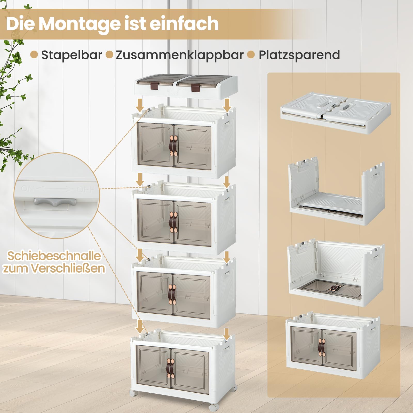 COSTWAY Opvouwbare opbergdoos met deksel, 316 l boxen