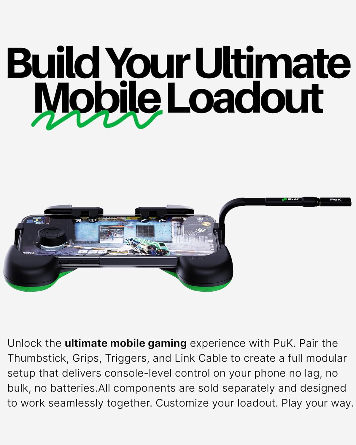 PUK Link Cable - 7.1in 90° Ergonomic USB C High Speed Data Transfer Cable for Comfortable Mobile Gaming - Includes Fast Charging 8K Video & 40Gbps Data Transfer, and a Type C Bridge Adapter image 5 of 5 B0F1Z8VH91